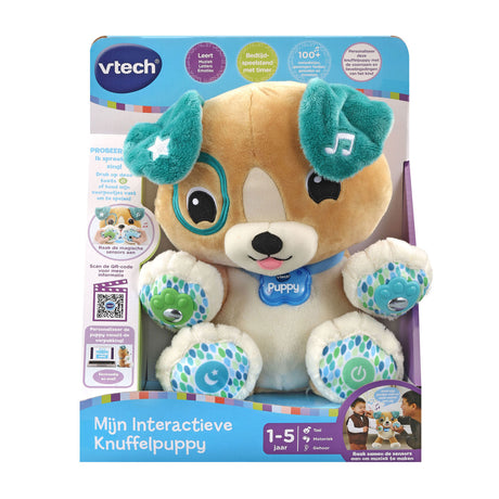 VTech Knuffel Mijn Interactieve Puppy pluche bruin turquoise