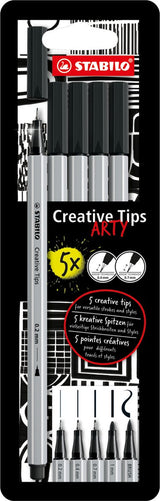 Stabilo creative tips arty pennen zwart - 5dlg