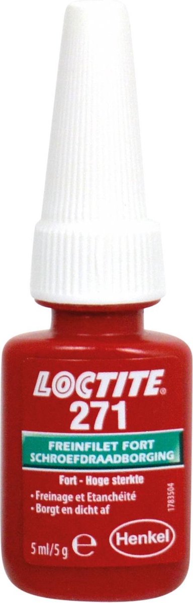 Loctite 271 schroefdraadborgmiddel rood 5ml - hoge sterkte