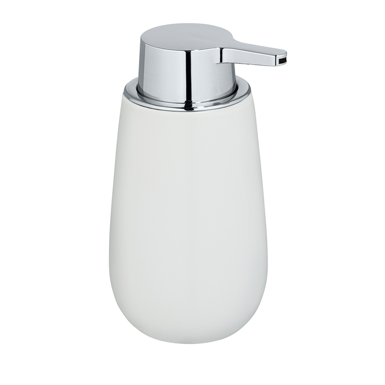 Wenko zeepdispenser badi wit mat keramiek 320ml - zeeppompje vrijstaand en navulbaar - badkamer toilet keuken