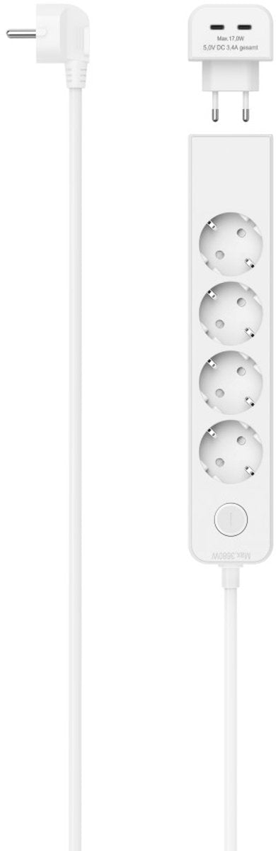 Hama stekkerdoos met schakelaar - 5-voudig - 1,4m kabel - wit