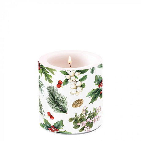 Ambiente kaars klein winter greenery wit