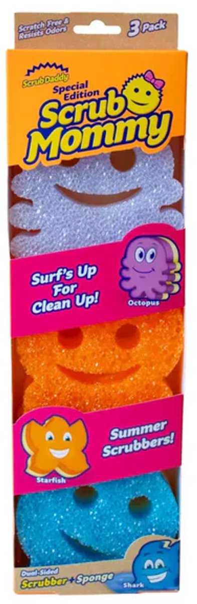 Scrub daddy scrub mommy - beach buddies - limited edition - - 3 pack - schoonmaakspons