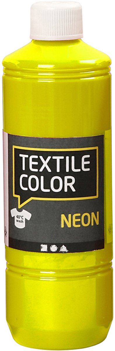 Creotime textile color semi-dekkende textielverf - neon geel, 500ml