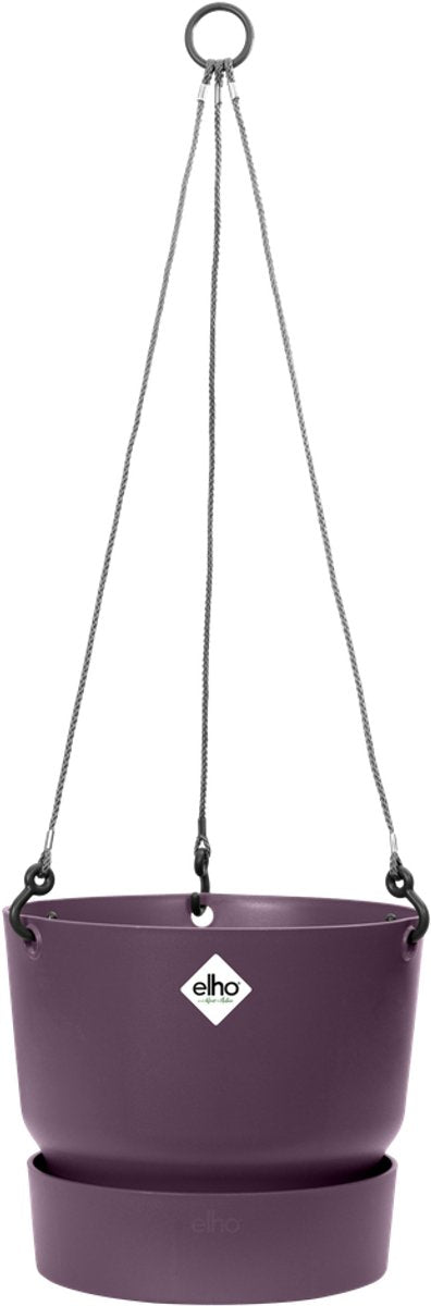 Elho greenville hangschaal 24 - hangpot voor buiten - 100% gerecycled plastic - ø 23.5 x h 20.5 cm - vintage pruim