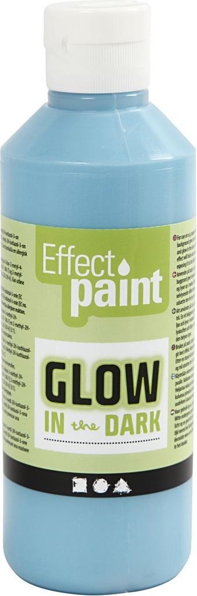 Creotime glow in the dark verf - lichtblauw, 250ml
