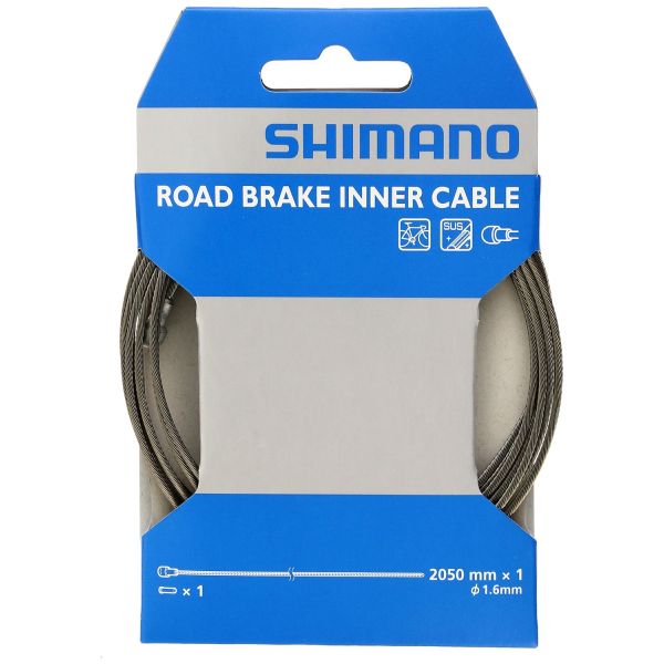 Shimano road sus remkabel binnenkabel 2050 mm – 1,6 mm – rvs – zilver