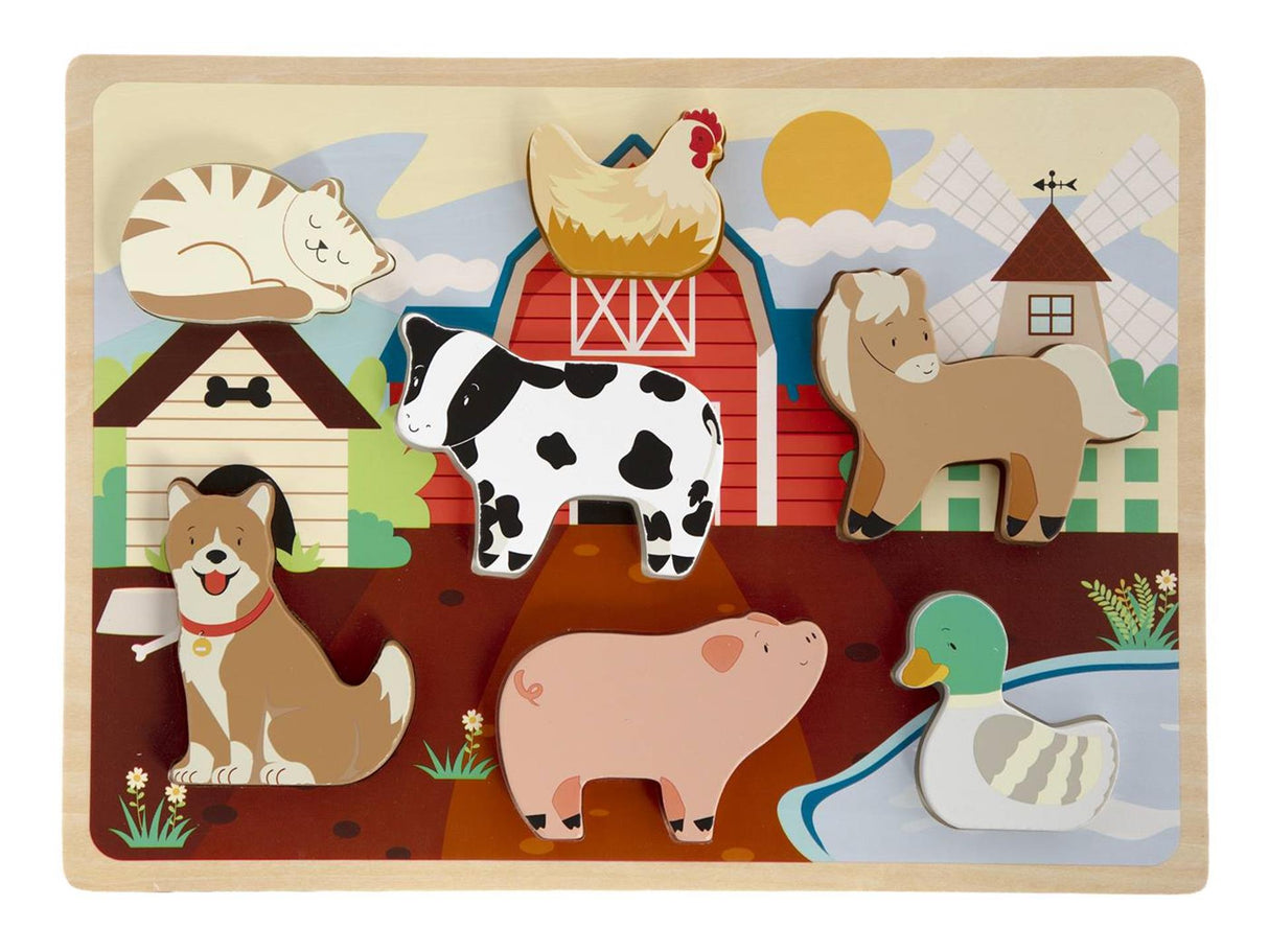 Moxy houten puzzel 3d 29x21cm boederij wilde dieren 2 assorti