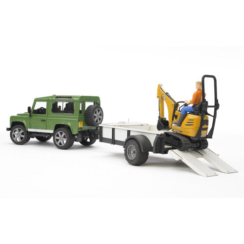 Bruder Bruder Landrover + Aanhanger met Graafmachine