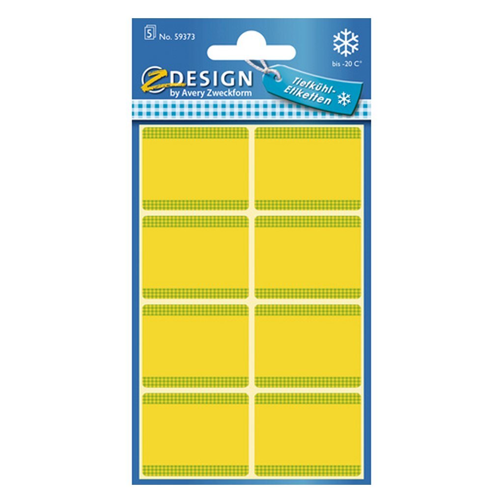 Avery av-59373 z-design diepvriesetiketten 36x28 mm 40 stuks geel