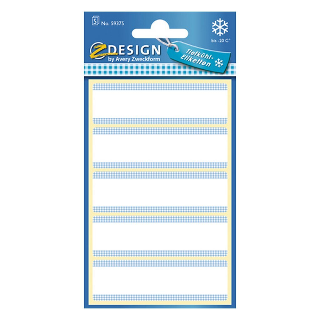 Avery Avery AV-59375 Z-Design Diepvriesetiketten 76x22 mm 25 Stuks Wit Blauw