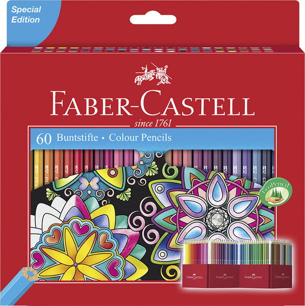 Faber castell faber castell fc-111260 kleurpotlood faber-castell castle zeskantig karton etui 60 stuks