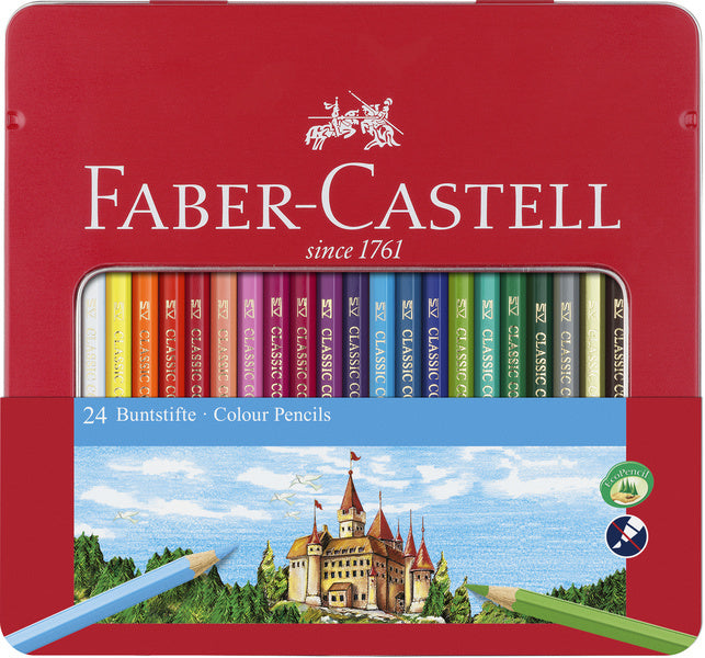 Faber castell faber castell fc-115824 kleurpotlood faber-castell castle zeskantig metalen etui met 24 stuks