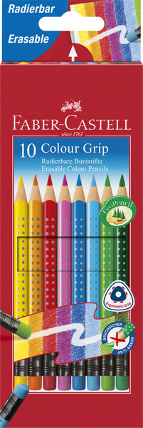 Faber castell faber castell fc-116613 kleurpotlood faber-castell grip 2001 uitgumbaar etui à 10 stuks