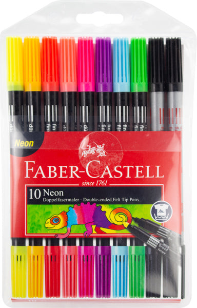 Faber-castell viltstiften - dubbele punt - 10 stuks - neon kleuren - fc-151109