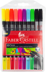 Faber-castell viltstiften - dubbele punt - 10 stuks - neon kleuren - fc-151109