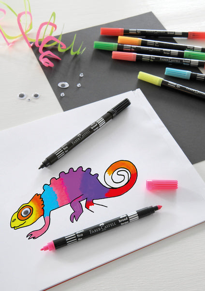 Faber-castell viltstiften - dubbele punt - 10 stuks - neon kleuren - fc-151109
