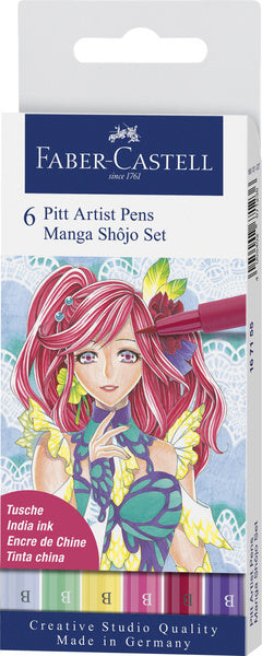 Faber castell fc-167155 tekenstift faber-castell pitt artist pen manga 6-delig etui shôjo