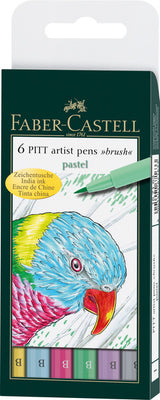 Faber-castell brushpen - tekenstift - pitt artist pen - 6-delig - pastel kleuren - fc-167163