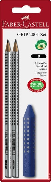 Faber castell faber castell fc-185297 potlood grip 2001 2 stuks met gum