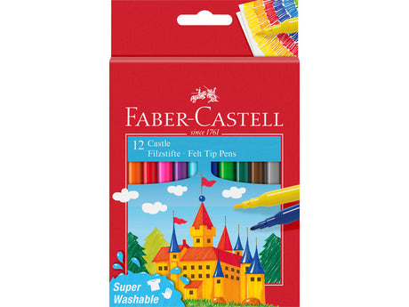 Faber castell fc-554201 viltstift 12 stuks uitwasbaar karton etui