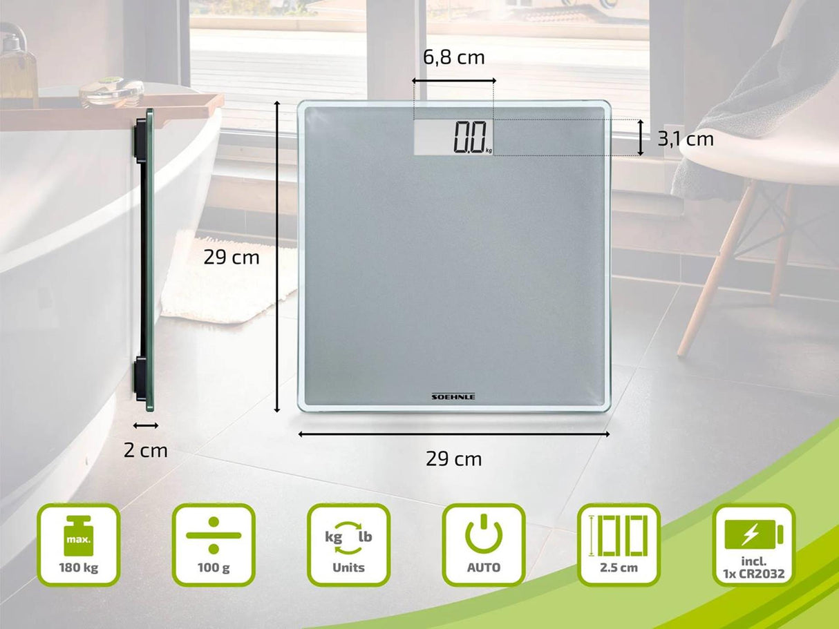 Soehnle personenweegschaal digitaal style sense compact 300 - tot 180kg grijs