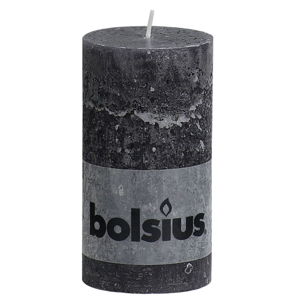 Bolsius rustieke stompkaars 13x6,8 cm antraciet