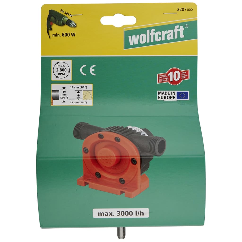 Wolfcraft wolfcraft pomp booraangedreven 3000 l u s=8 mm 2207000