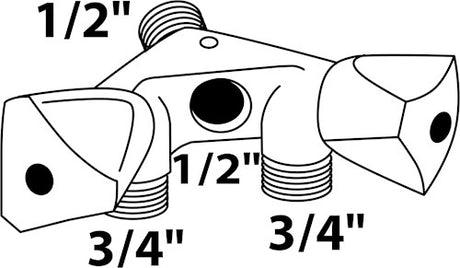 Kirchhoff apparaat-aansluitende wandventieldoppelt, 1 2 et x 3 4 et x 1 2 it, met terugslagklep - 986321113