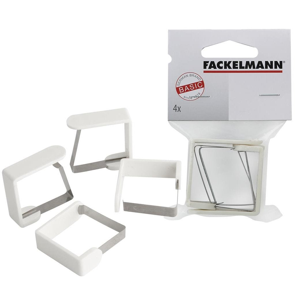 Fackelmann fackelmann tafelkleed klemmen 4 stuks 45 mm rvs wit