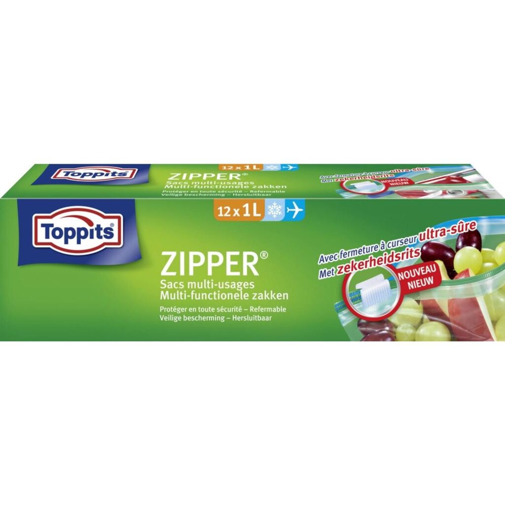 Toppits toppits zipper multi-functionele zakken 1l 12 stuks