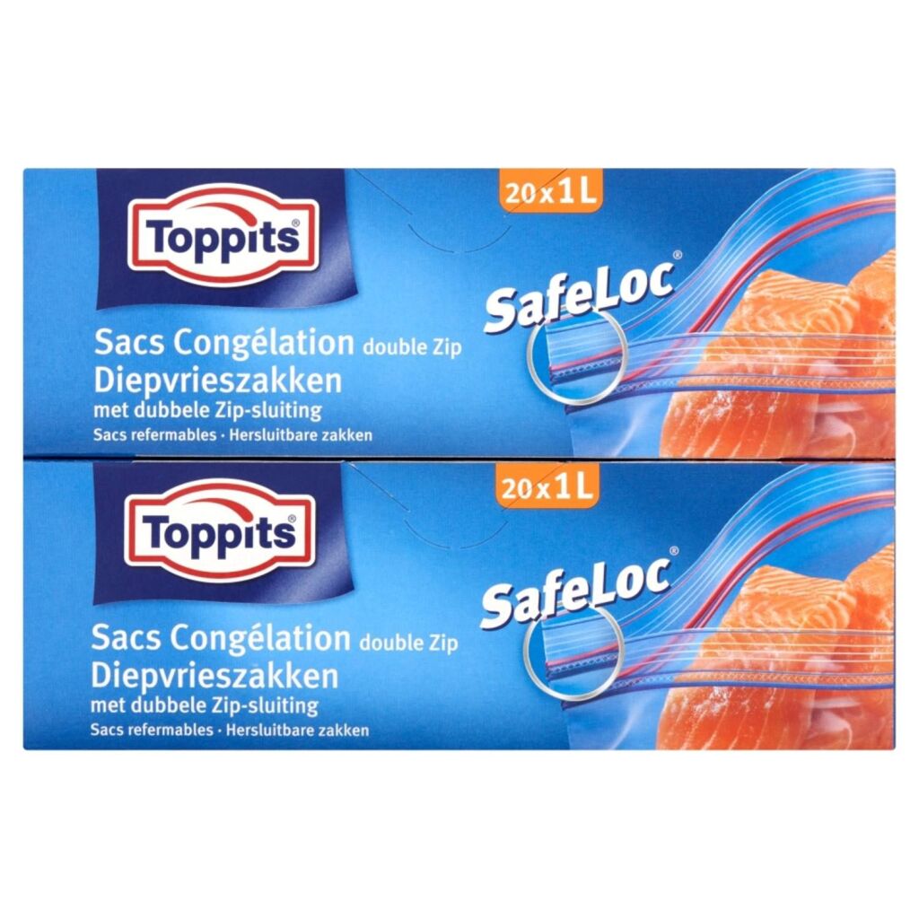 Toppits toppits safeloc zip-diepvrieszakken 1l 20 stuks