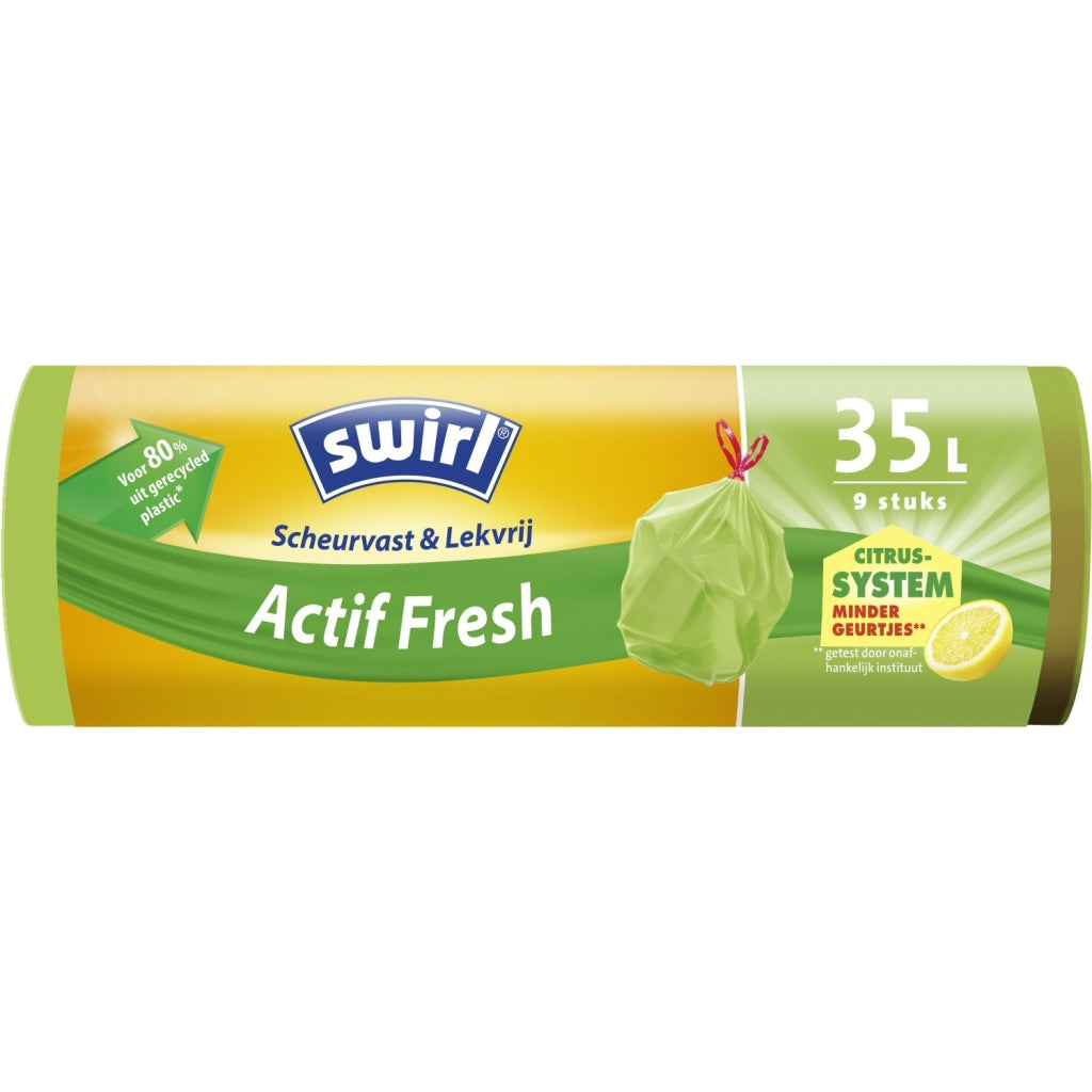 Swirl swirl actif fresh vuilniszakken met citroengeur 35l 9 stuks