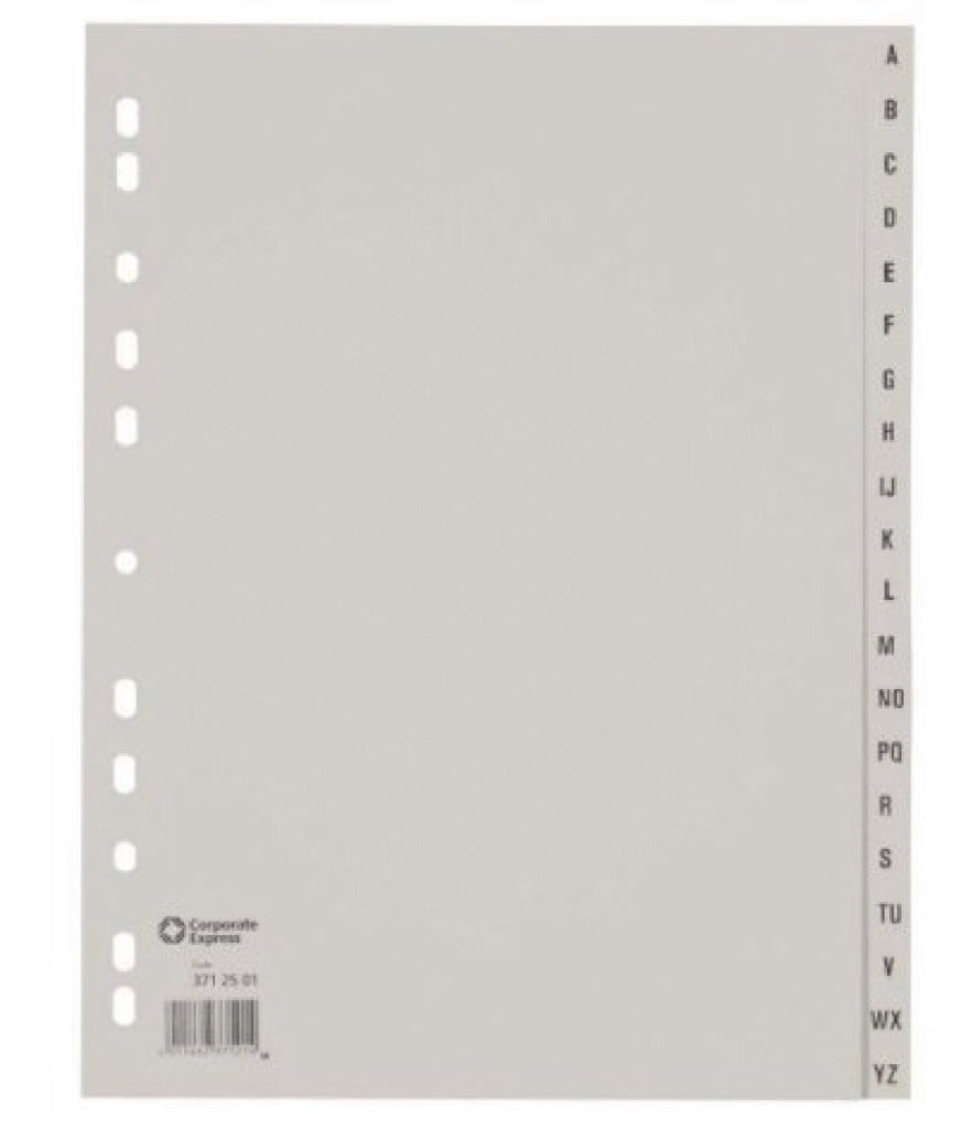 Ahrend ofc-tab1 tabbladen a4 a - z grijs set 20 stuks