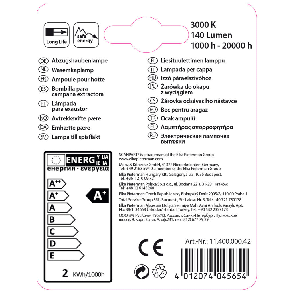 Scanpart afzuigkaplamp e14 20w led t26