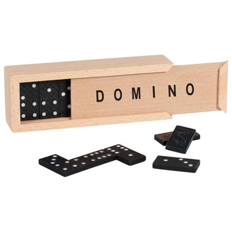 Dominospel in houten kist. 3,8x1,9 cm. 2