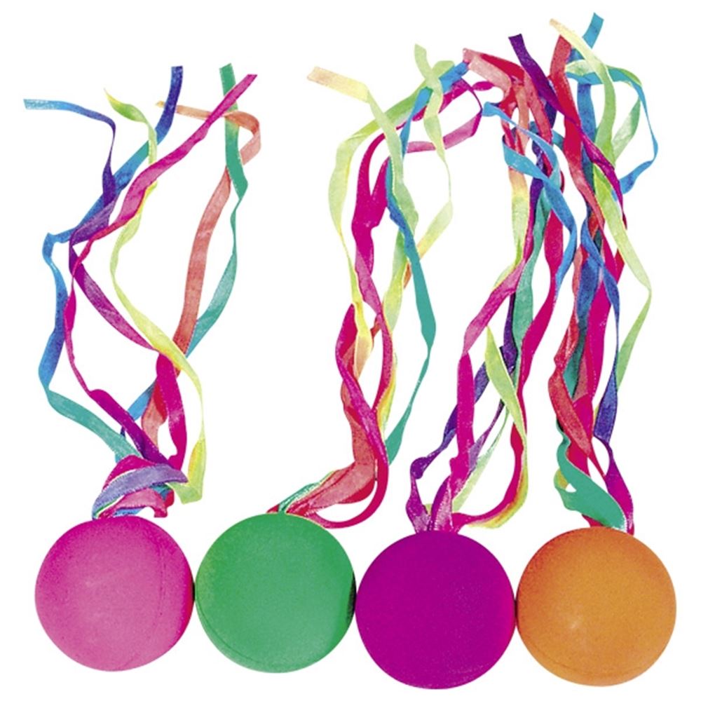 Stevige rubberen ballen met linten