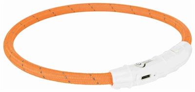 Trixie Halsband hond flash lichthalsband usb tpu nylon oranje