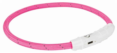 Trixie Halsband hond flash lichthalsband usb tpu nylon roze