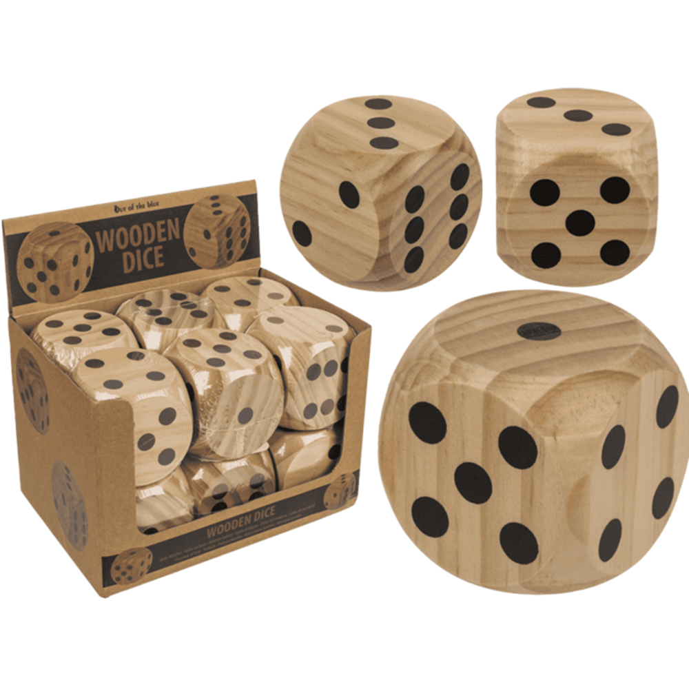 Dsp houten dobbelstenen. ca. 6x6 cm. 12