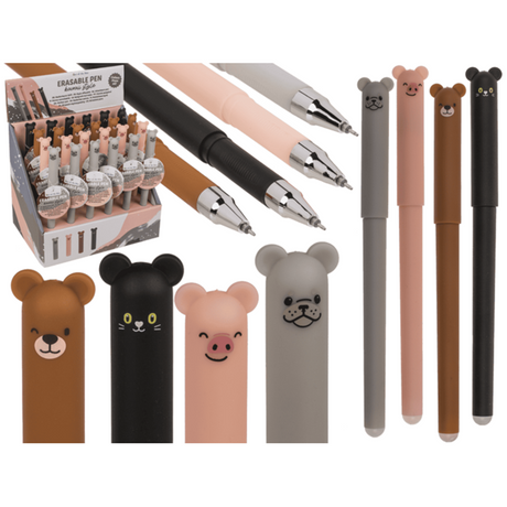Dsp uitwisbare pen dieren, 14 cm. 4 ass.