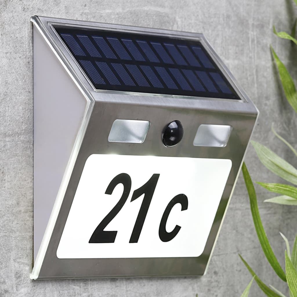 HI HI Huisnummerlamp solar LED zilverkleurig