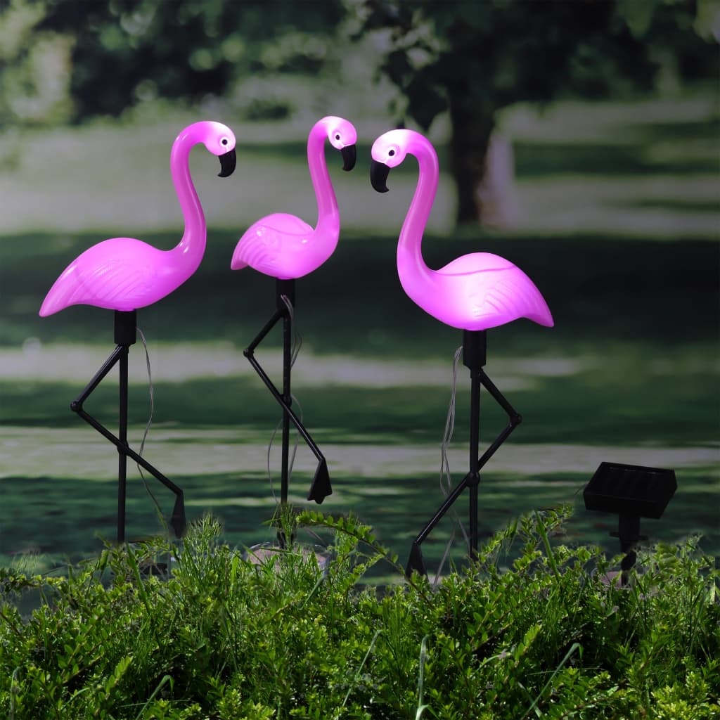 Hi hi grondpinnen 3 st solar led flamingo