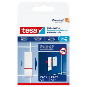 Tesa powerstrips plakhaak tegels metaal 2kg - 9 stuks
