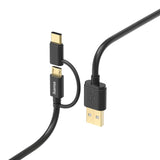 Hama 2in1-micro-usb-kabel met usb-type-c-adapter 1 m zwart