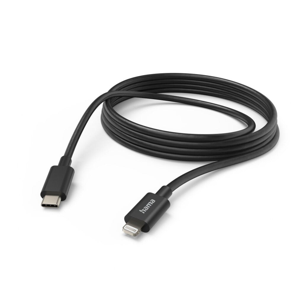 Hama oplaadkabel usb-c - lightning 3 m zwart