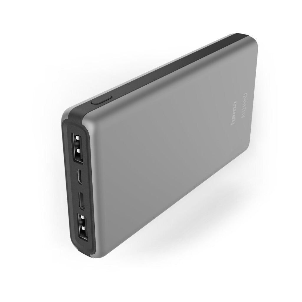 Hama power pack alu15hd 15000mah 3 uitgangen: 1x usb-c 2x usb-a zilver