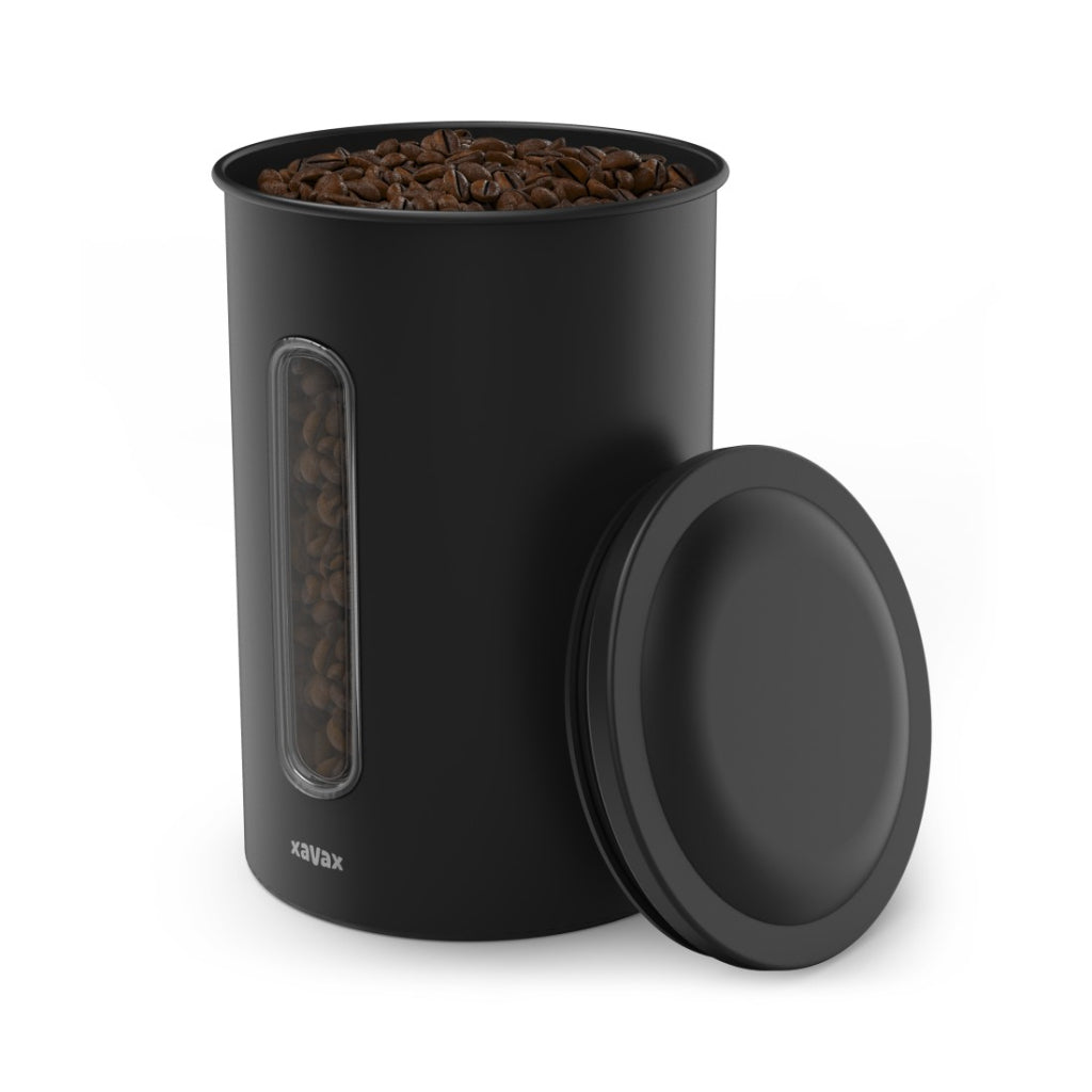 Xavax koffieblik voor 1,3 kg bonen of 1,5 kg poeder, luchtdicht, aromadicht, zw