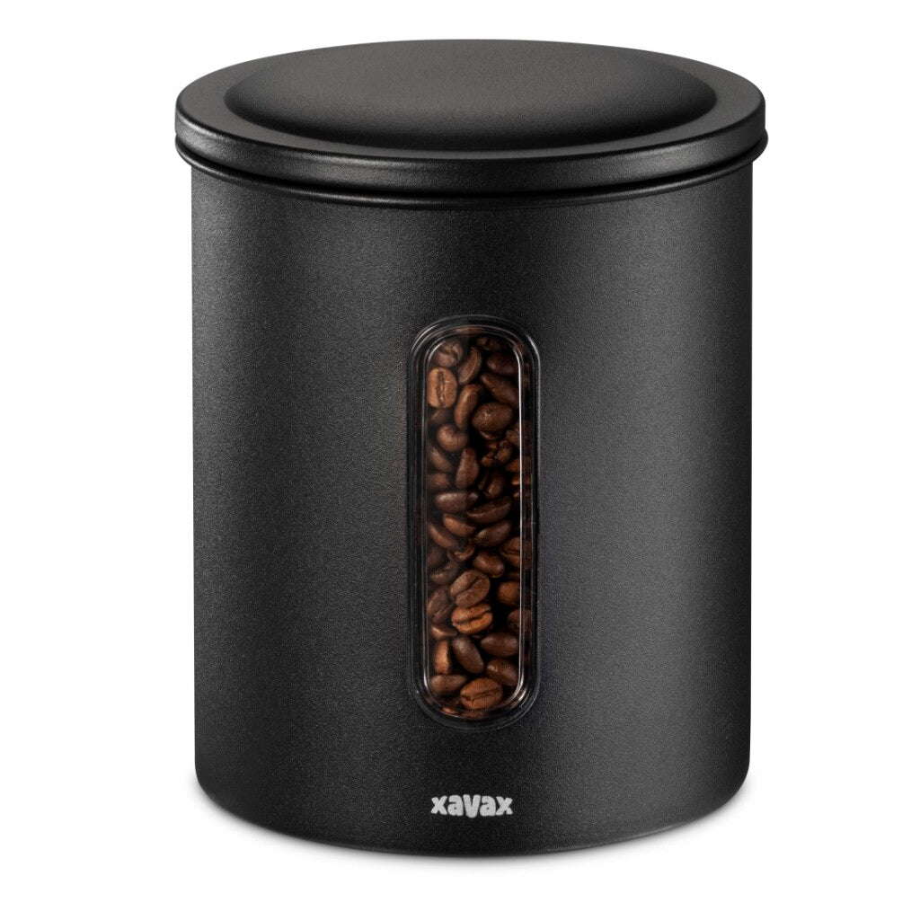 Xavax koffieblik voor 500 g bonen of 700 g poeder, luchtdicht, aromadicht, zw