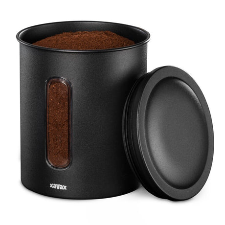 Xavax koffieblik voor 500 g bonen of 700 g poeder, luchtdicht, aromadicht, zw